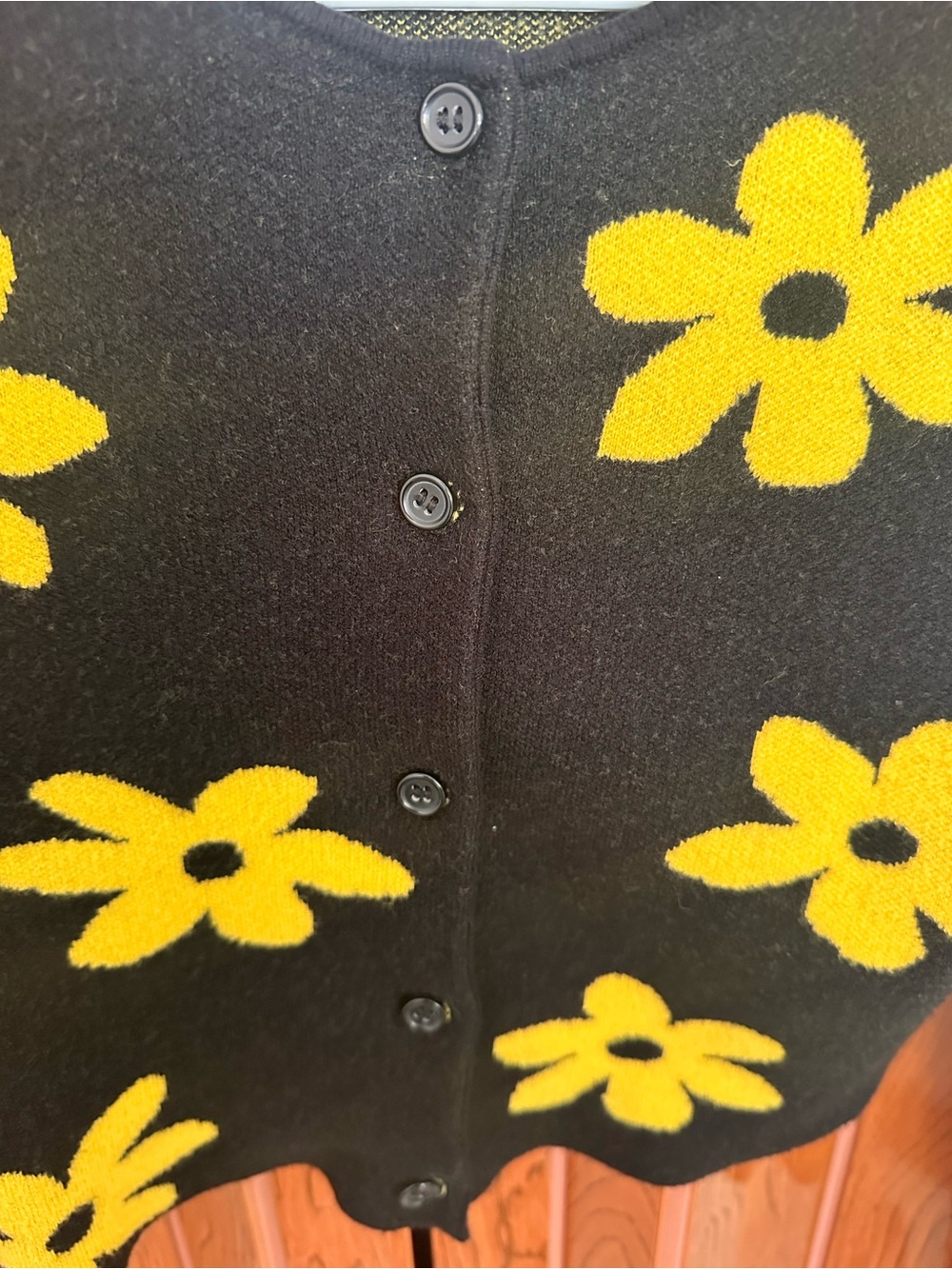 Forever 21 Black Daisy Cardigan | Floral Knit Y2K Indie Style Size S - Picture 4 of 7